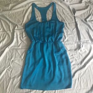 Blue racerback back dress with pockets